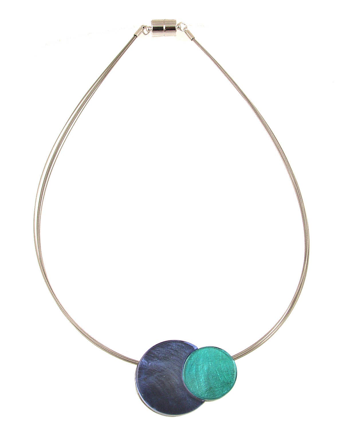 Eclipse Magnetic Necklace, Two-Tone Pendant Resin & Shell