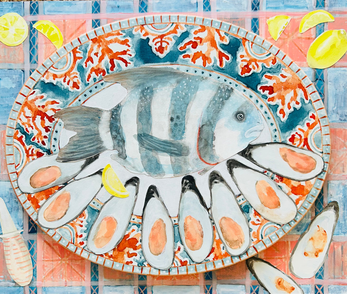 “Sheepshead on a Coral Platter” by Garland Mattox