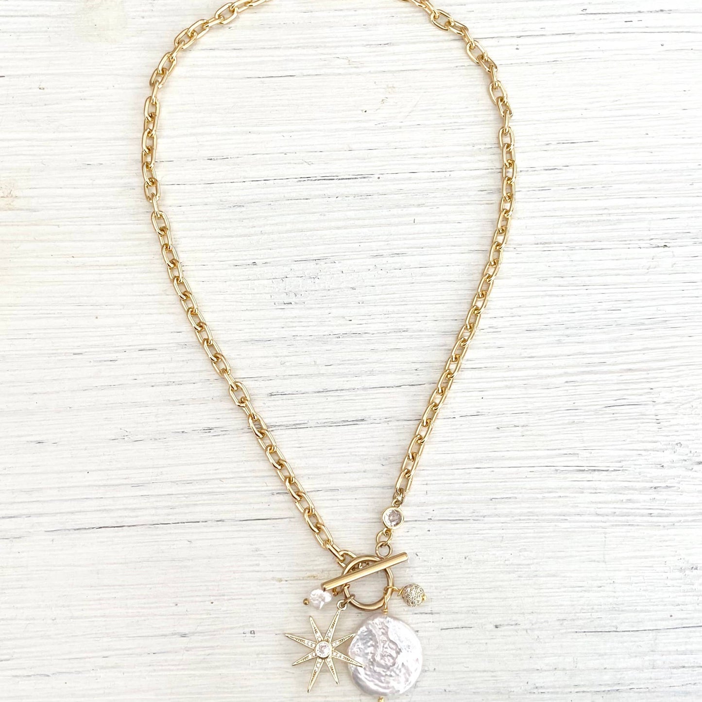 Fresh water pearl star gold boutique necklace trendy jewelry