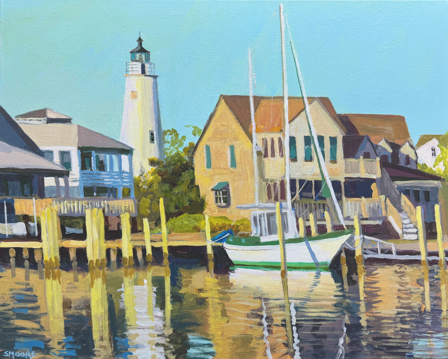 “Ocracoke Harbour Reflections” by Stephen Moore