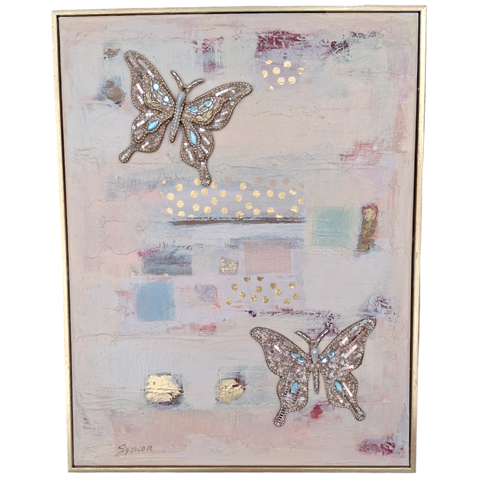 BUTTERFLIES & PIXIE DUST MIXED MEDIA ABSTRACT I by Sydnor Greene