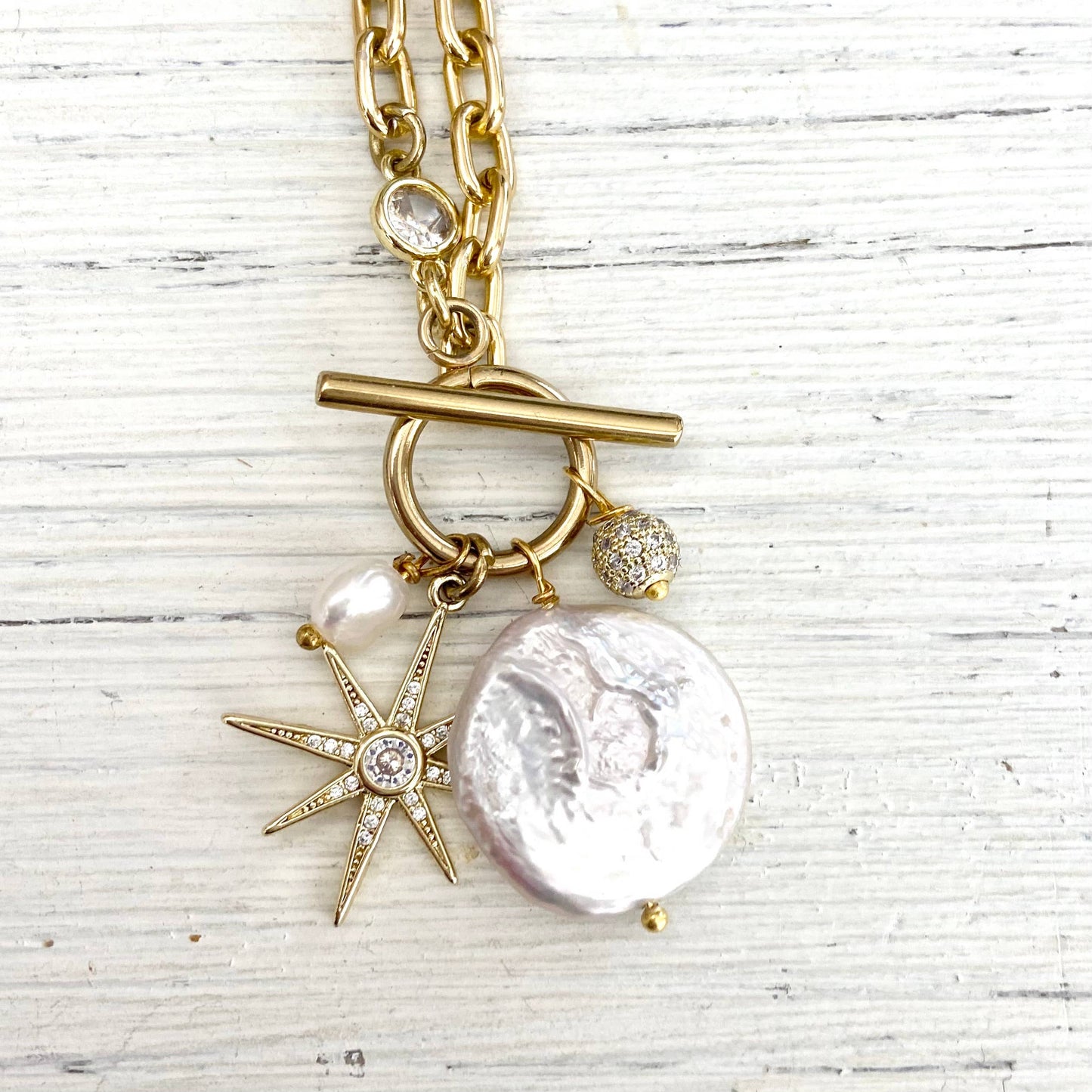 Fresh water pearl star gold boutique necklace trendy jewelry