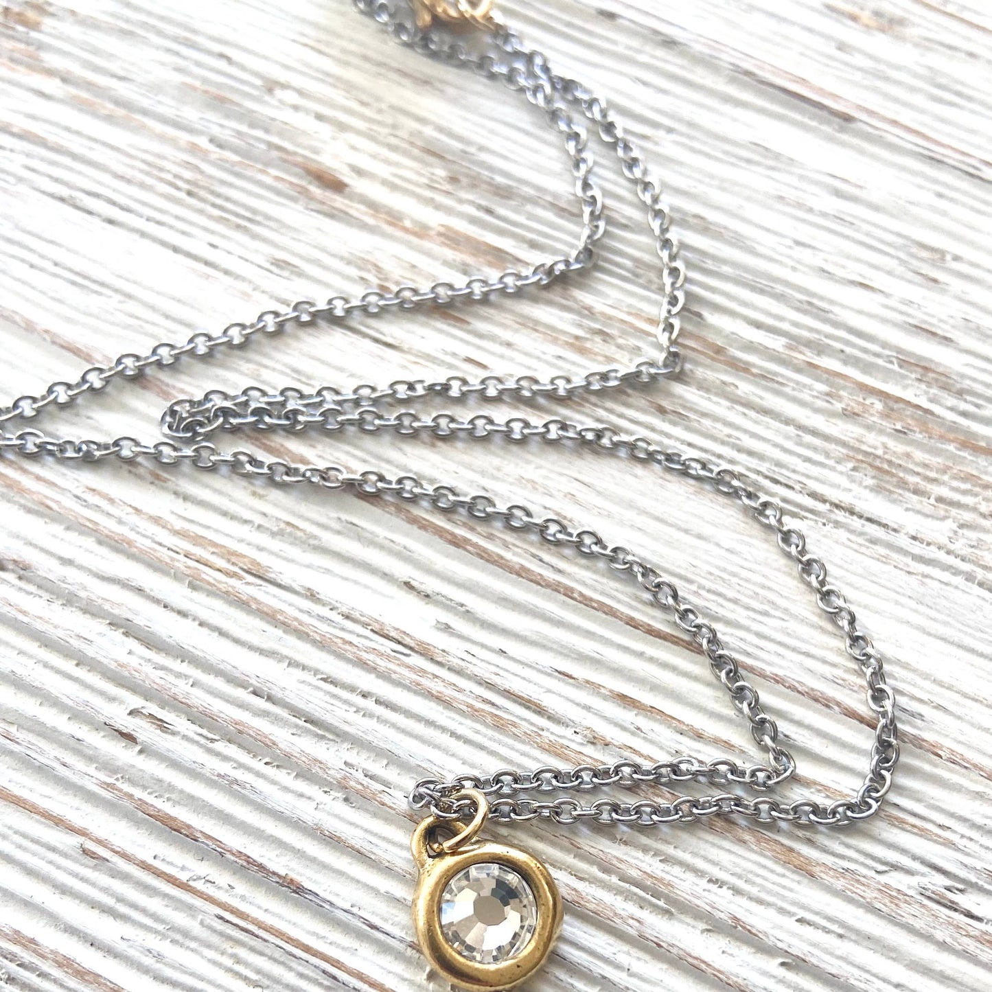 Crystal gold necklace artisan made boutique salon