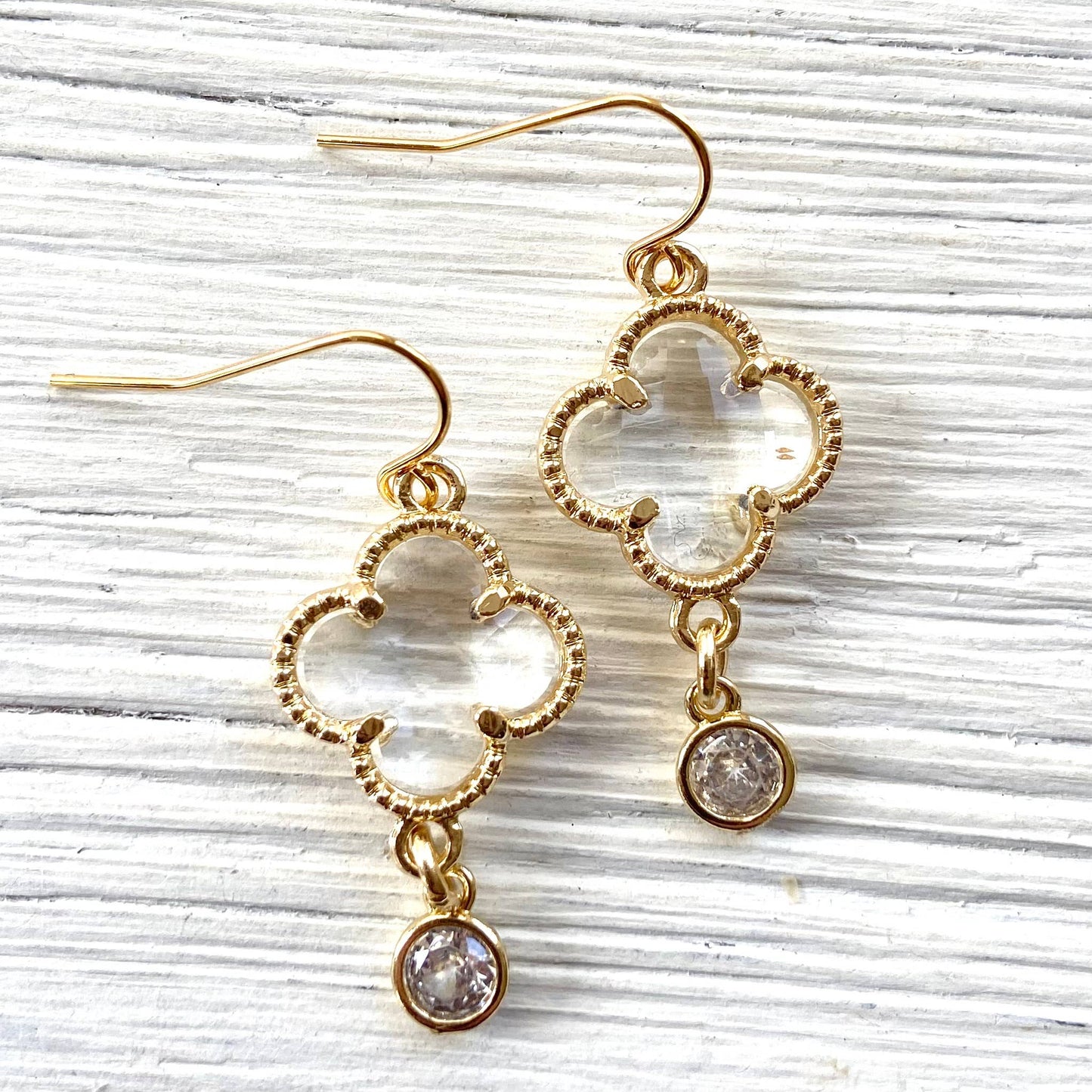Crystal clover quatrefoil earrings designer
