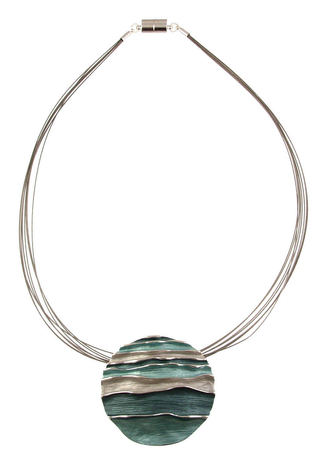 Ocean Waves Round Pendant Necklace