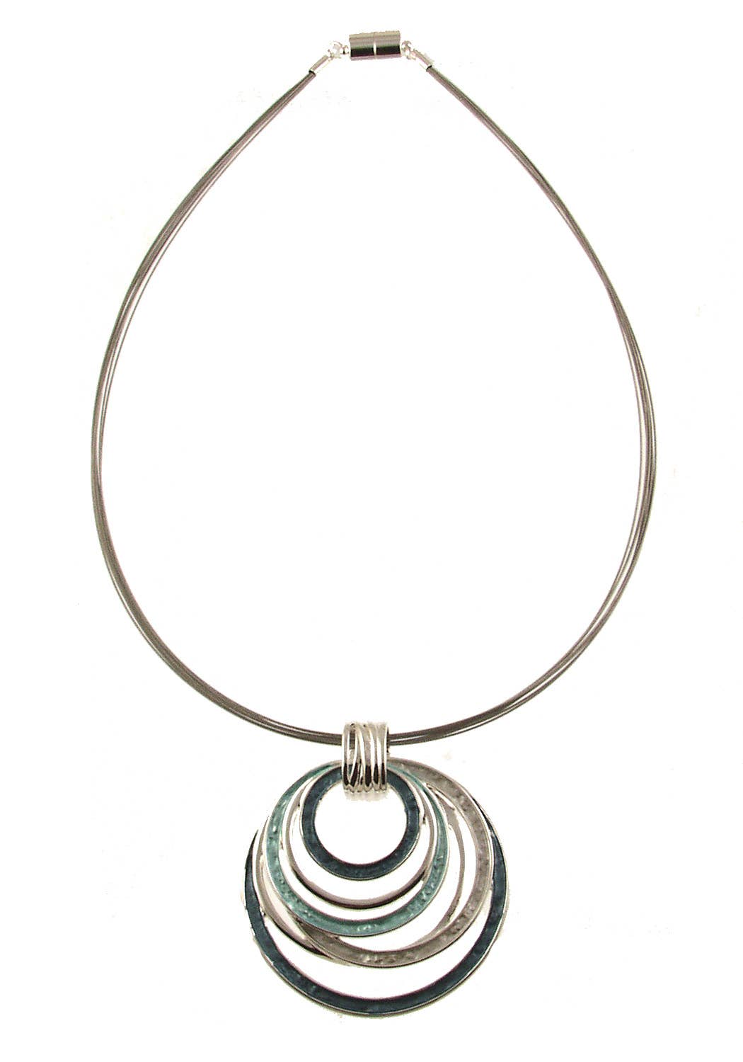 Layered Multi-Circle Pendant Necklace, Three Color Options.