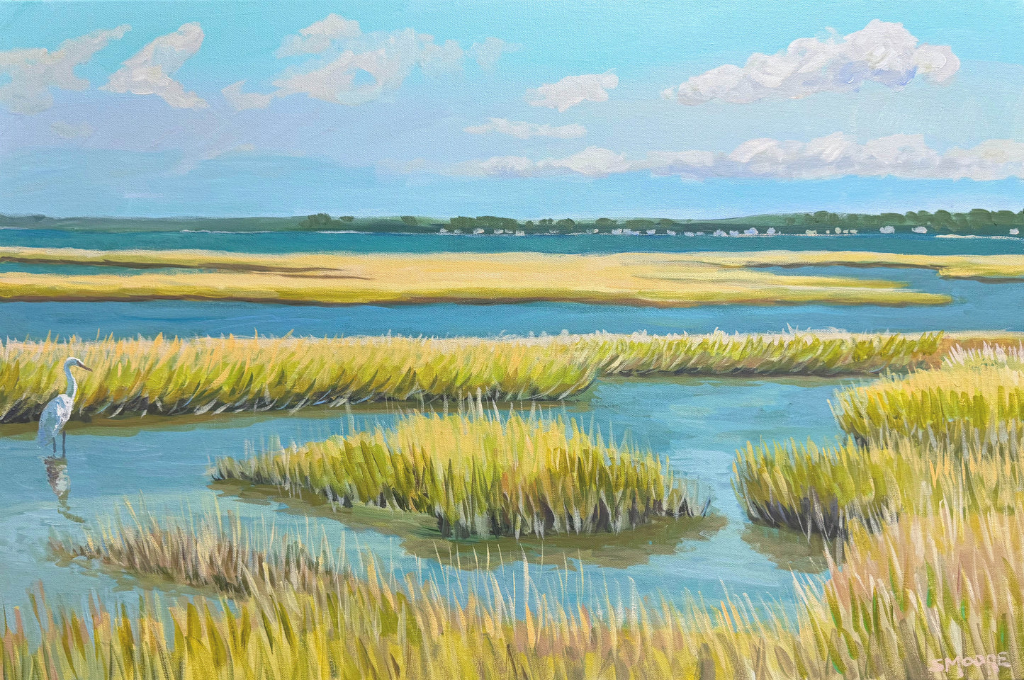 HAYSTACKS MARSH WITH EGRET by Stephen Moore