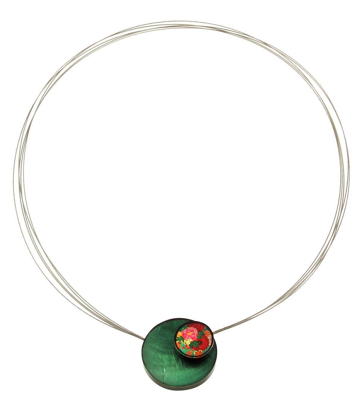 Kimono Double Circle Magnetic Pendant, Multiple Patterns