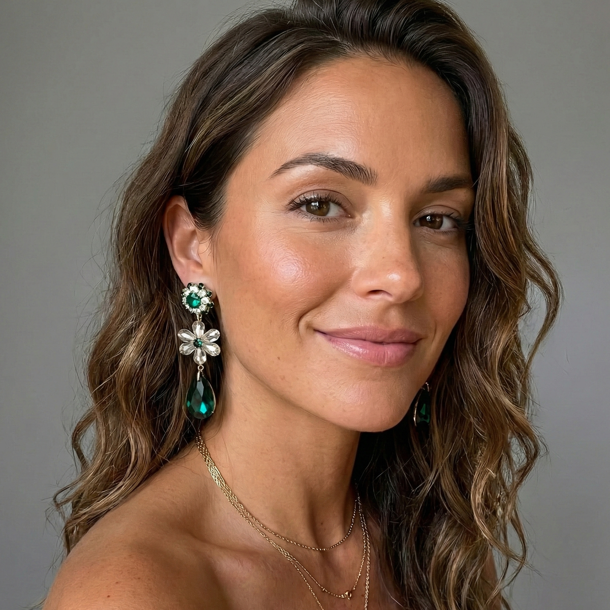 Chunky Green Flower Statement Earrings | Handmade Jewelry