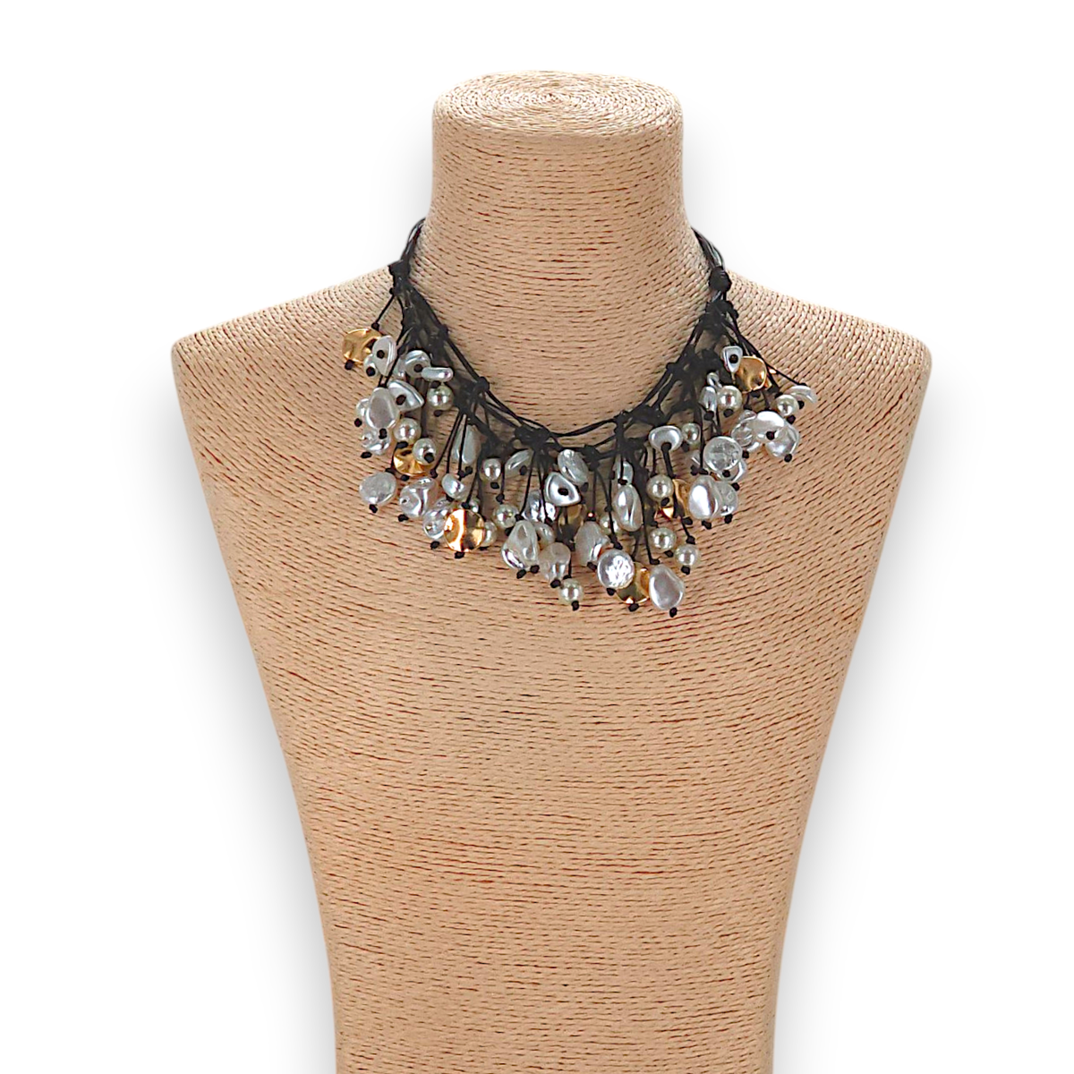 Coastal Leather Knot Pearl Necklace | Fall Statement Jewelry