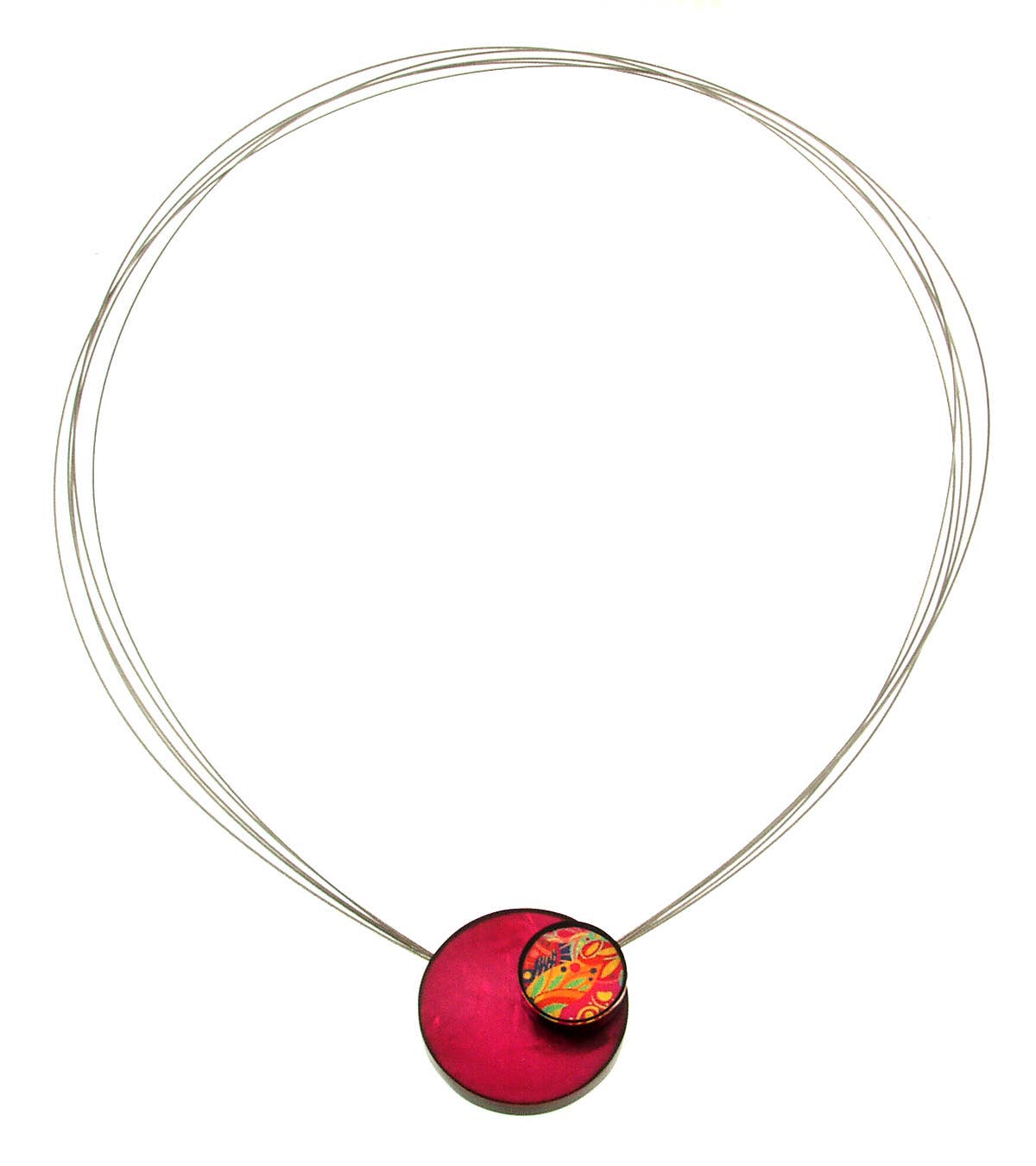 Kimono Double Circle Magnetic Pendant, Multiple Patterns