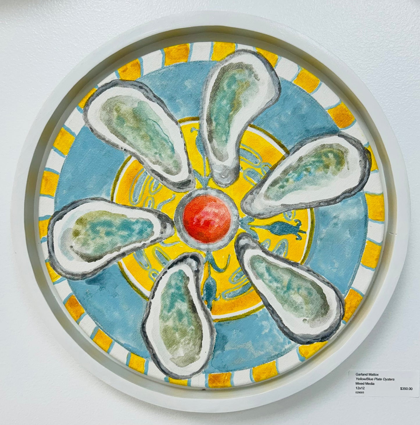 “Framed Yellow & Blue Plate Oysters” by Garland Mattox