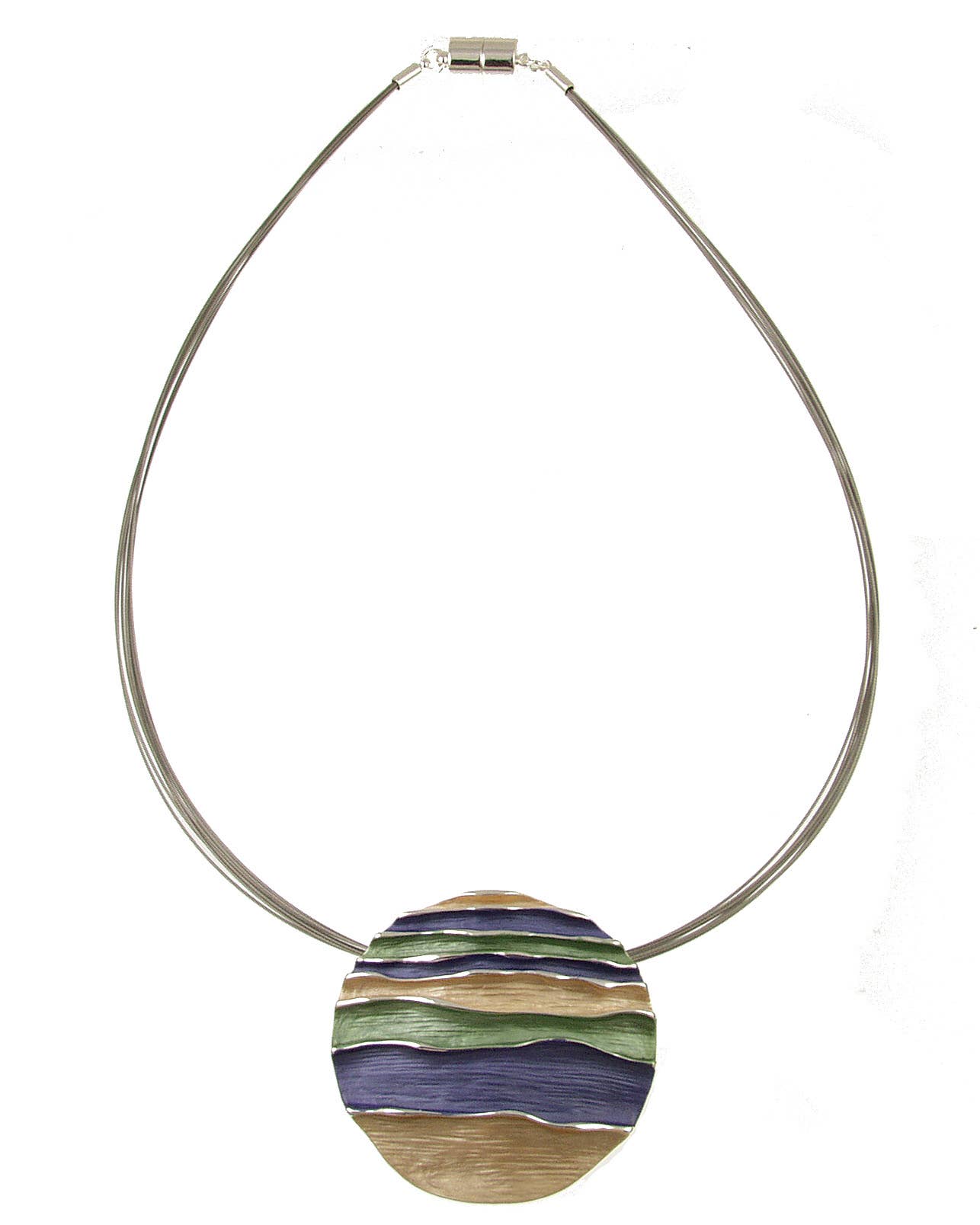 Ocean Waves Round Pendant Necklace