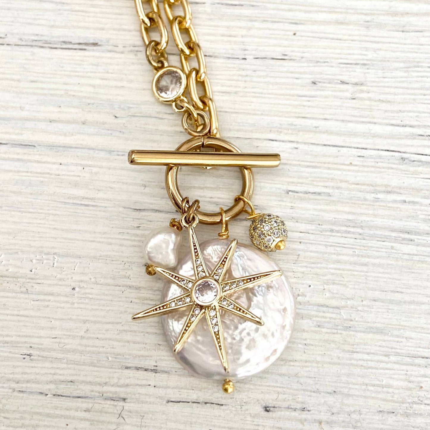 Fresh water pearl star gold boutique necklace trendy jewelry