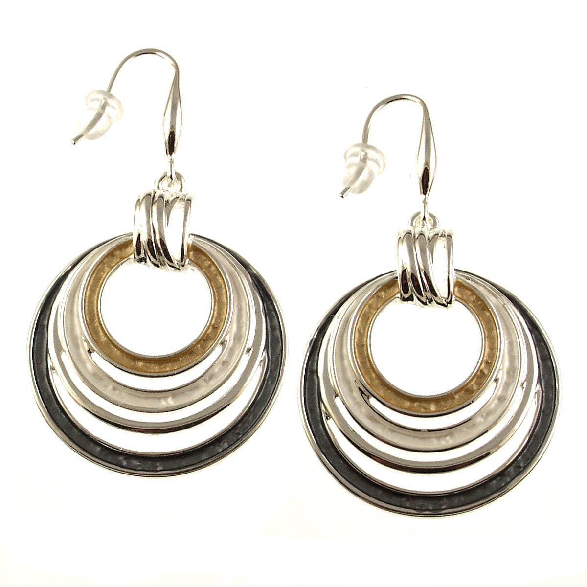 Layered, Multi-Circle Earrings in Three Colors