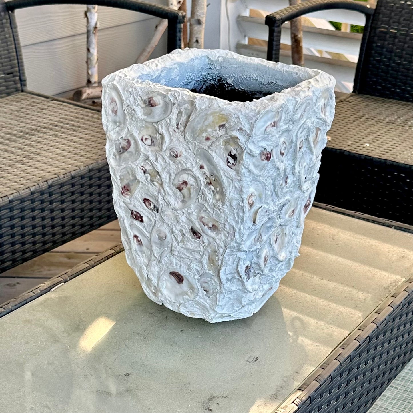 Oyster Tall Square Planter by Allyson Gray Edwards