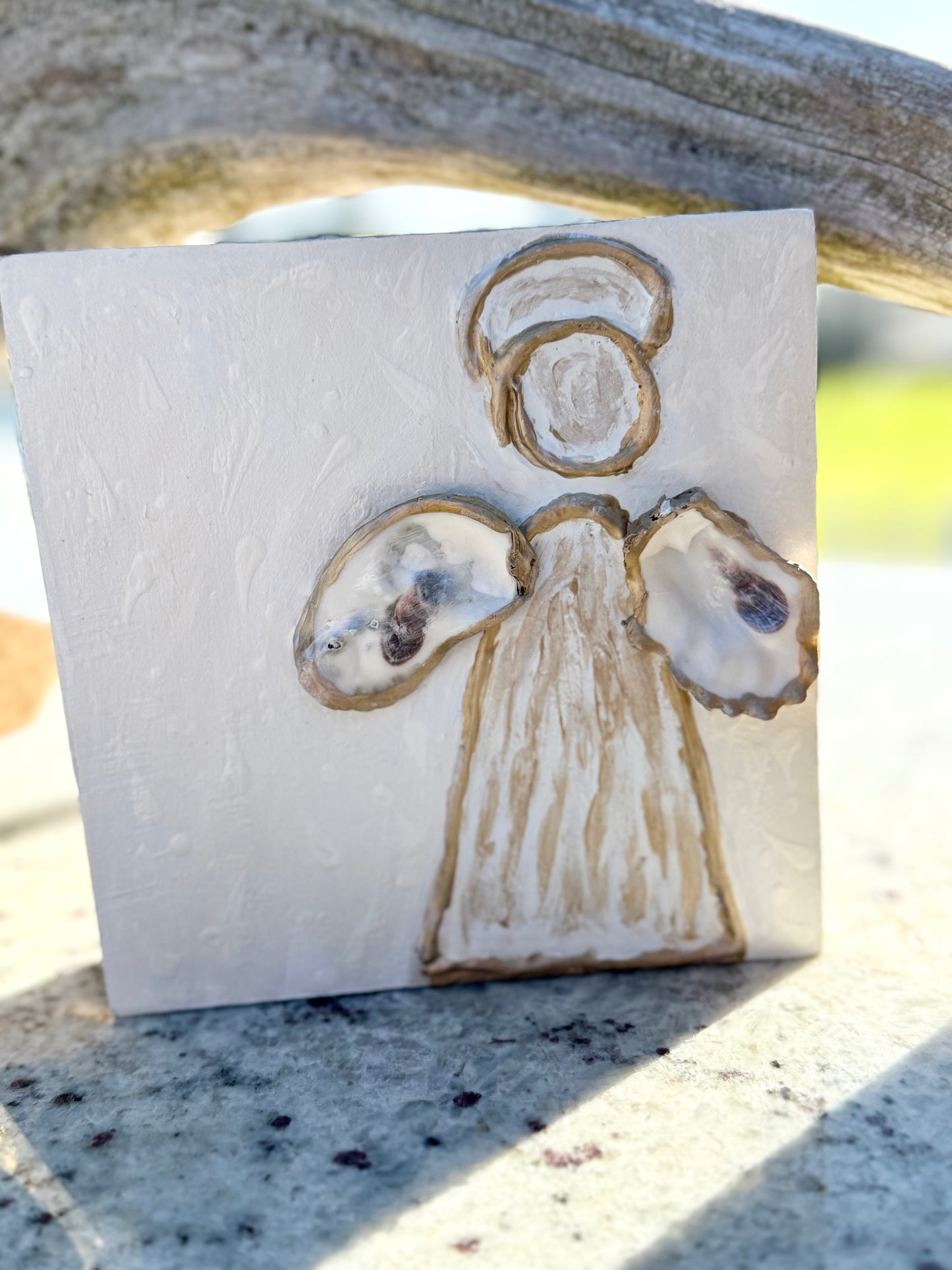 Oyster Angel Wood Plaque by Allyson Gray Edwards