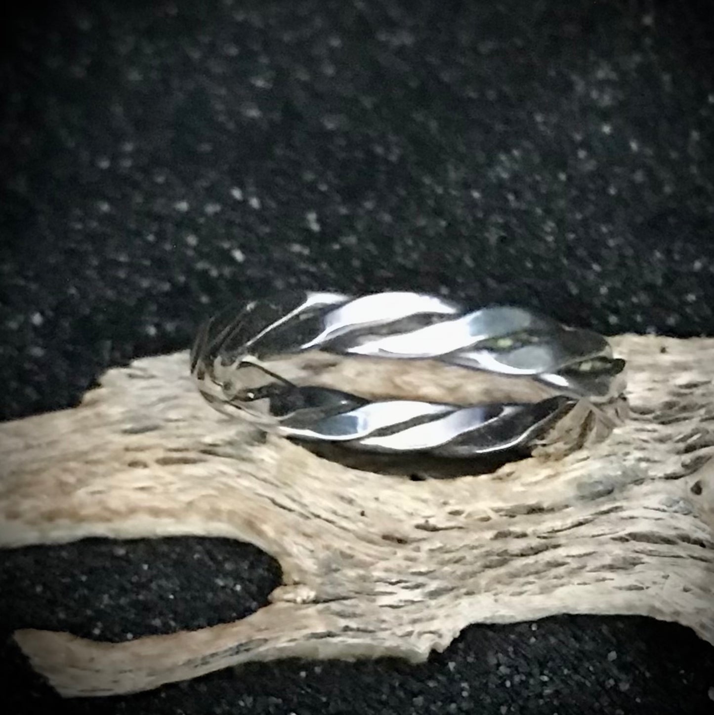Sterling Silver Hammered Rope Ring