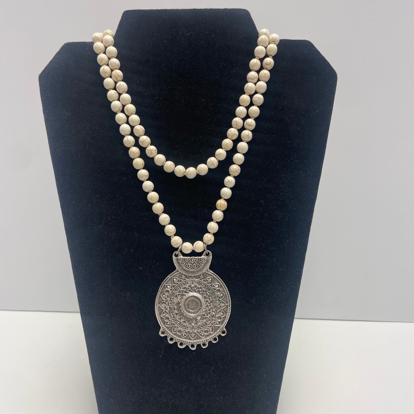 Silver Medallion Necklace by Gail Williams