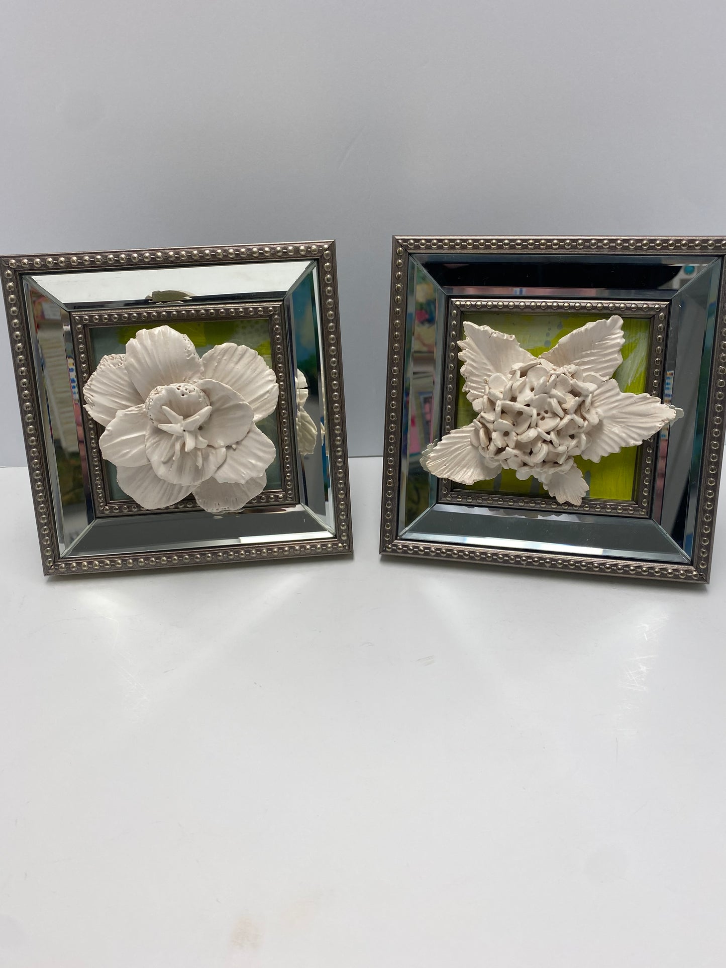 Ceramic Fleur on Mirrored Frame by Gail Williams