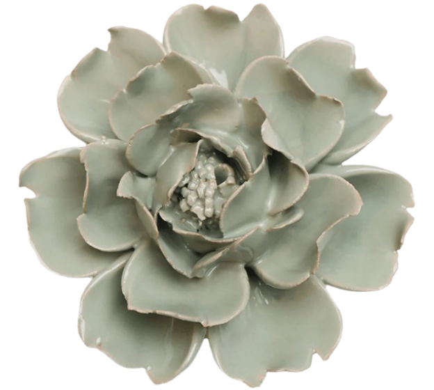 Pistachio Green Rose Ceramic Wall Flower