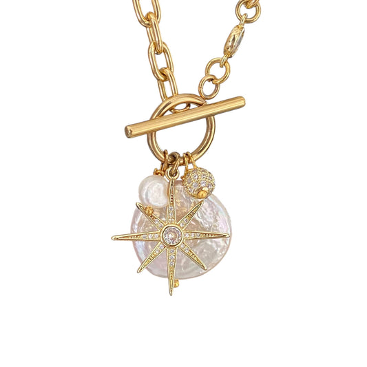 Fresh water pearl star gold boutique necklace trendy jewelry