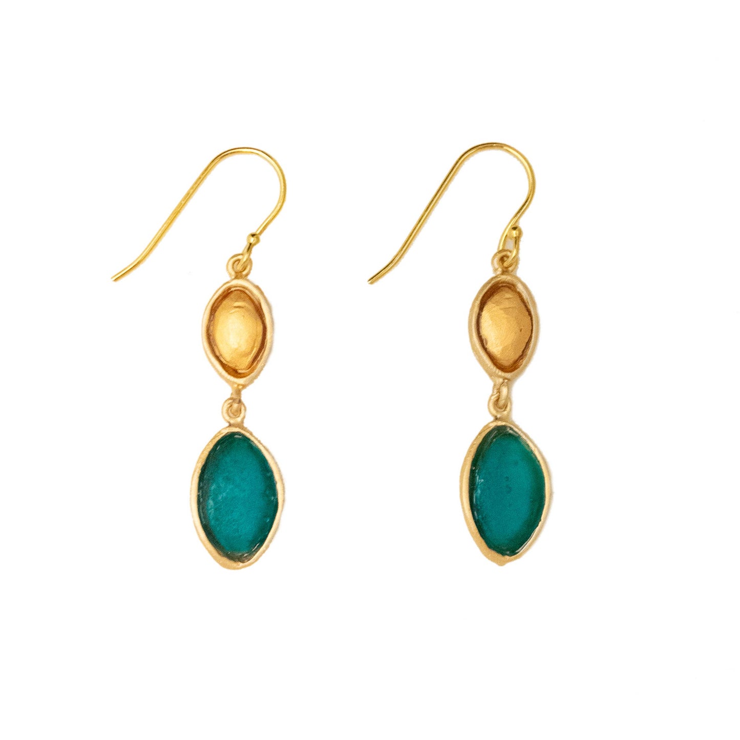 Peacock 2 Drop Earrings - Peacock Blue