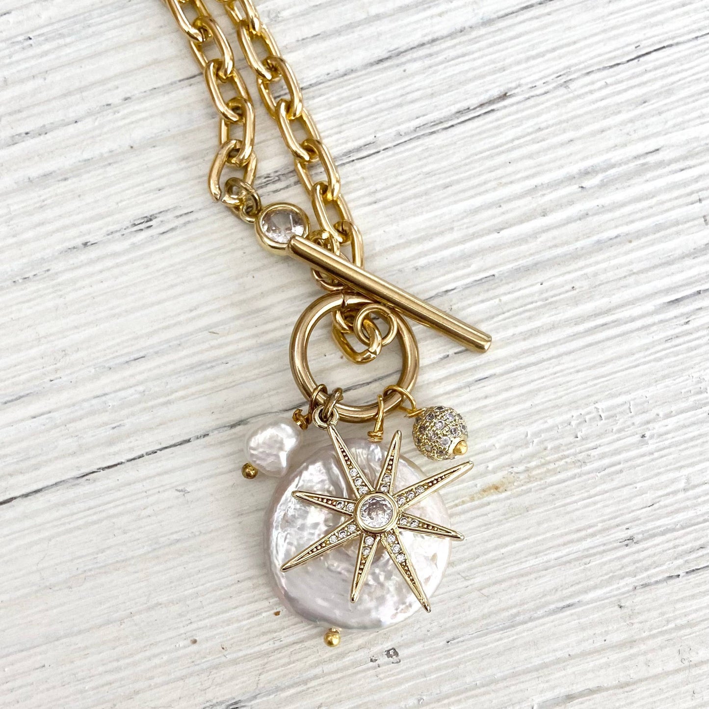 Fresh water pearl star gold boutique necklace trendy jewelry