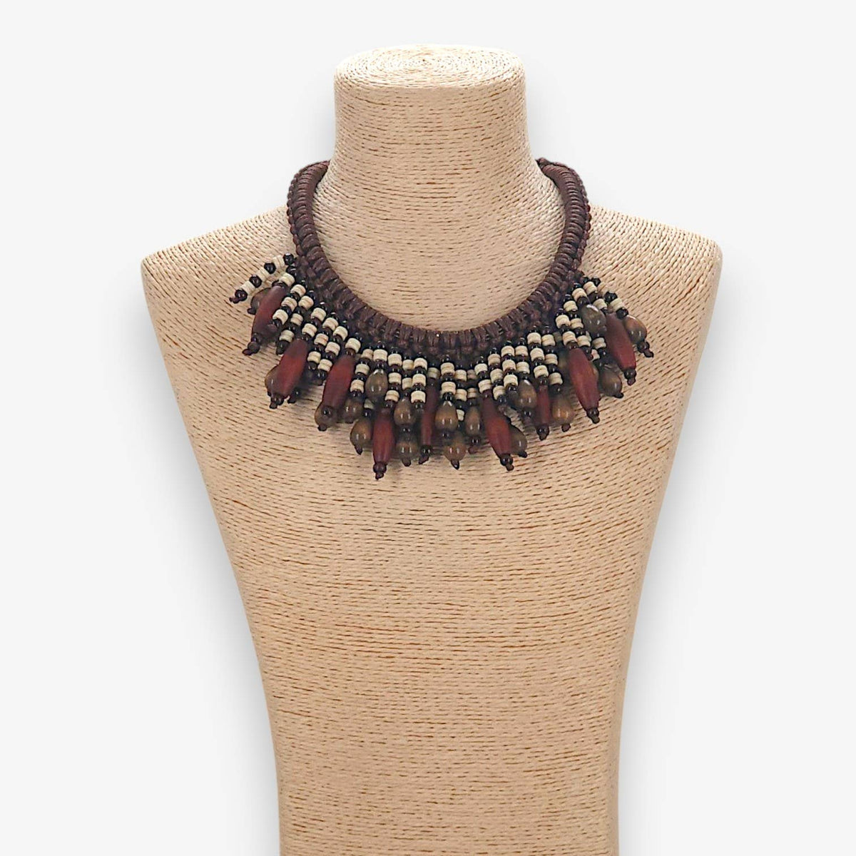 Brown Boho Beaded Necklace | Chunky Fall Statement Jewelry