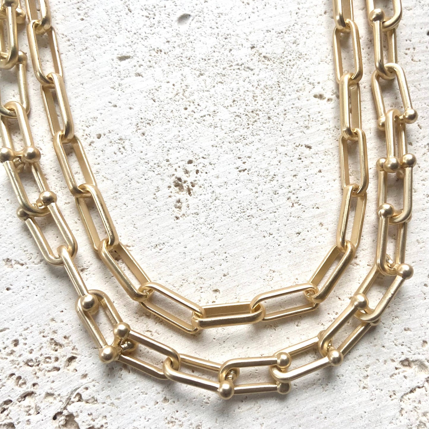 Simple layering matte gold paperclip chain trendy boutique