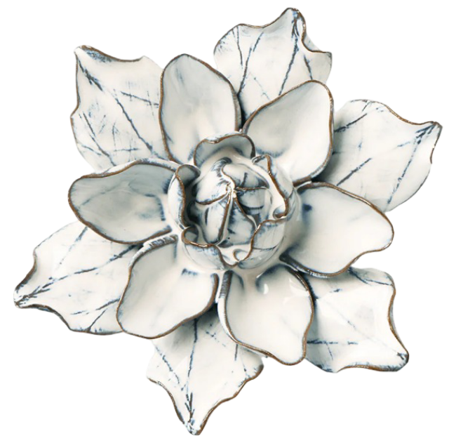 Blue White Columbine Ceramic Wall Flower