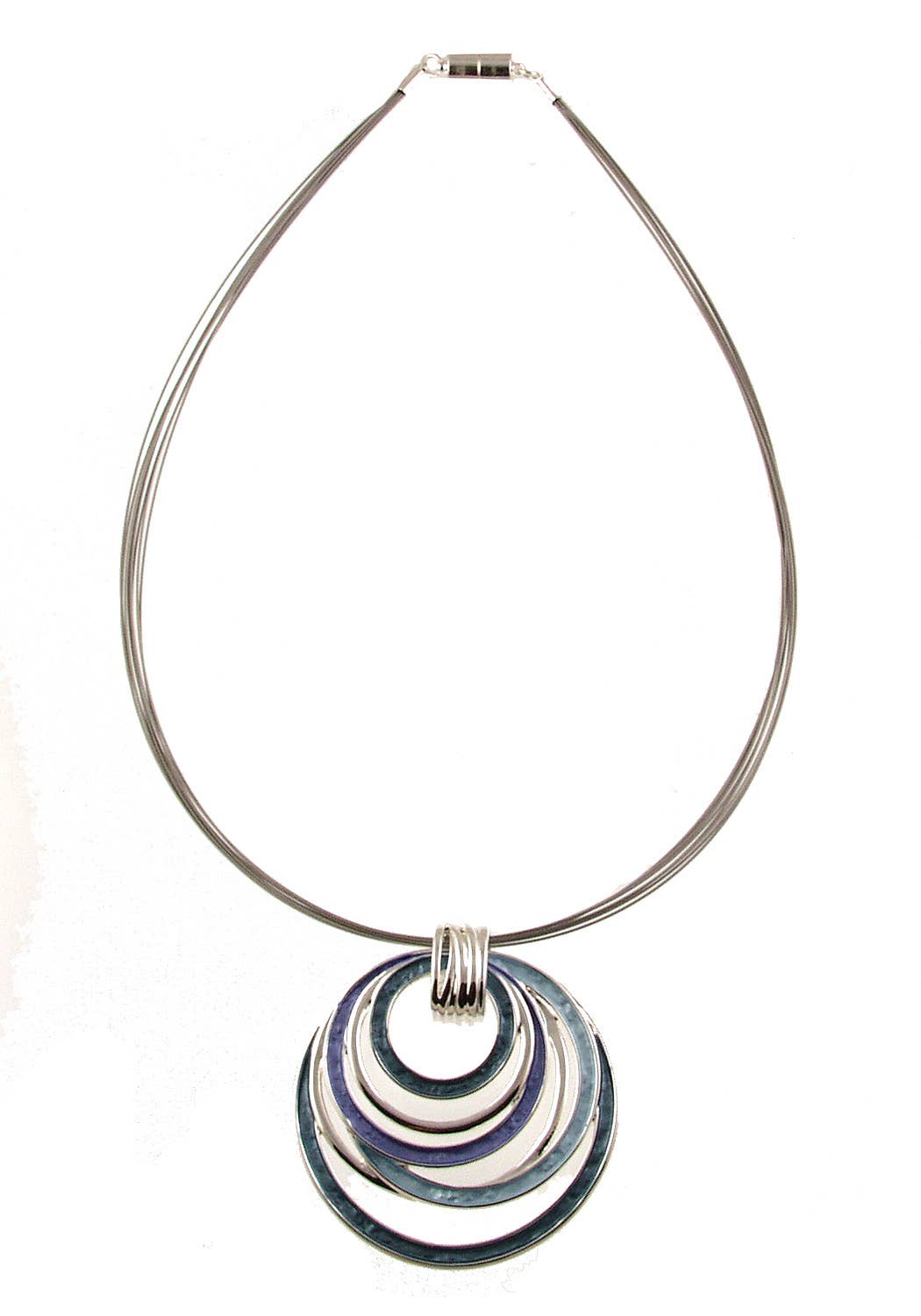 Layered Multi-Circle Pendant Necklace, Three Color Options.