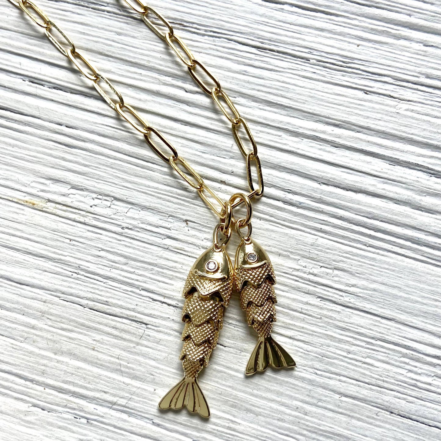 Double lucky goldfish pendant necklace