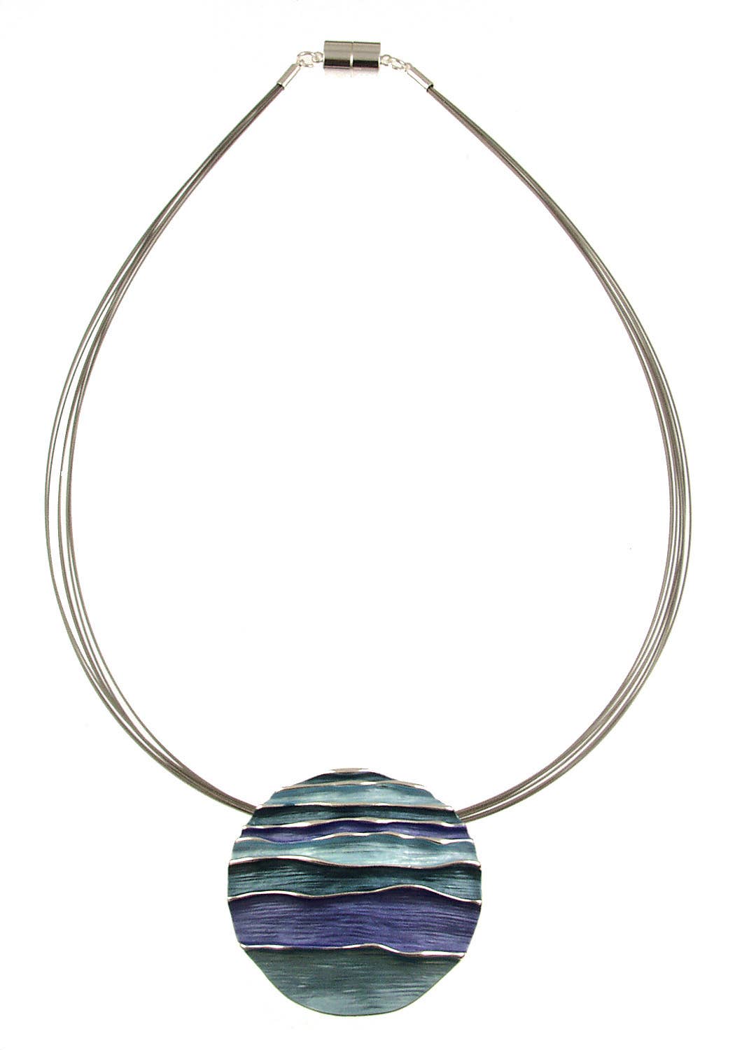 Ocean Waves Round Pendant Necklace