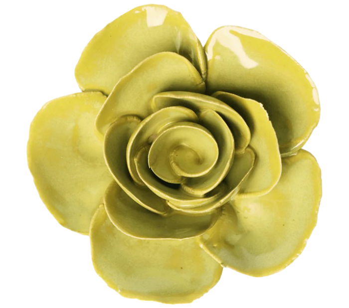 Chartreuse Elegance Ranunculus Ceramic Wall Flower