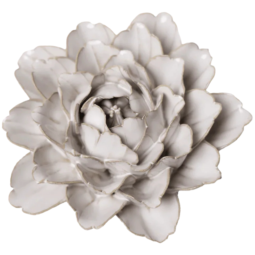 Ivory Comanche Peony Ceramic Wall Flower