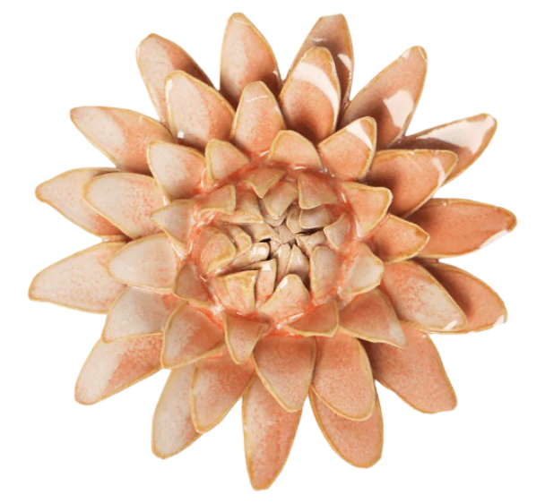 Peach Pink Strawflower Ceramic Wall Flower