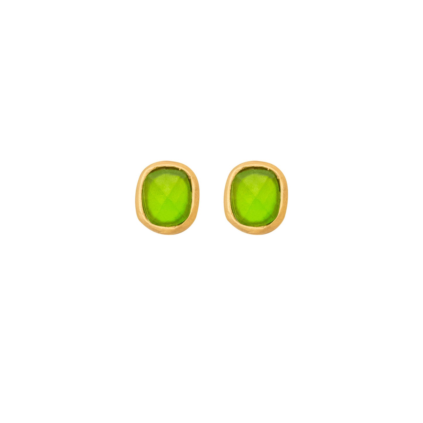 Square Faceted Glass Post Earrings