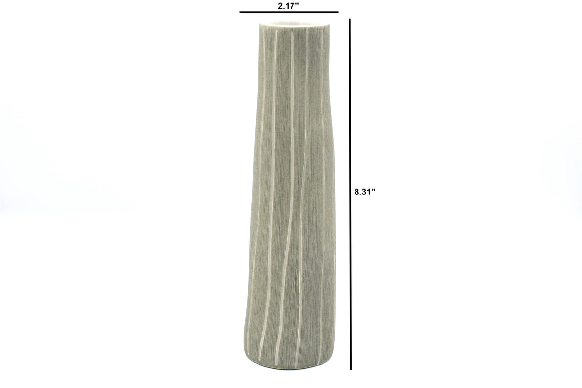 Handcrafted Grey & White Striped Porcelain Vase