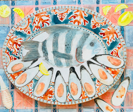 “Sheepshead on a Coral Platter” by Garland Mattox