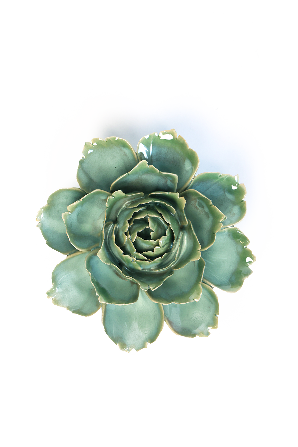 Best Gifts Decorative Tabletop Milk Teal Ceramic Camellia