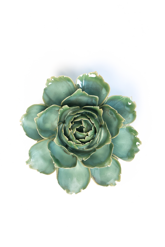 Best Gifts Decorative Tabletop Milk Teal Ceramic Camellia