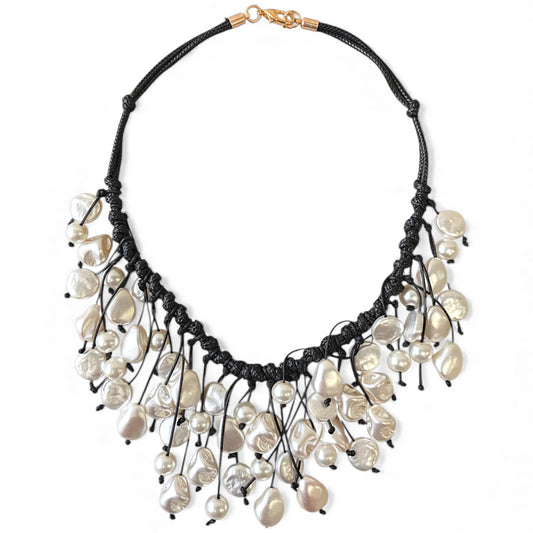 Coastal Knotted Pearl Necklace | Handmade Statement Jewelry