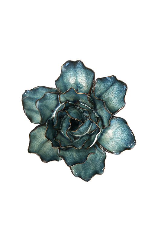 Boho Navy Stargazer Lily Ceramic Flower Wall Art