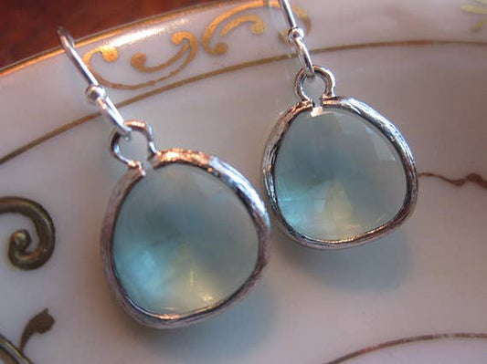 Prasiolite Earrings Green Silver Plated