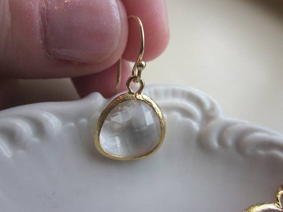 Gold Clear Crystal Earrings