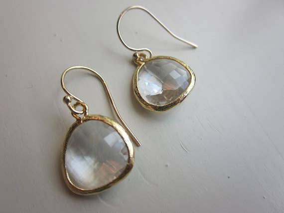 Gold Clear Crystal Earrings