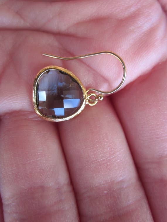 Charcoal Gray Earrings Gold - 14k Gold Filled Earwires