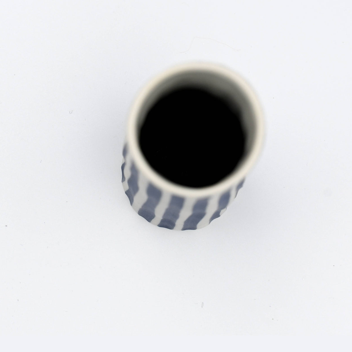 Handcrafted Blue White Striped Porcelain Vase