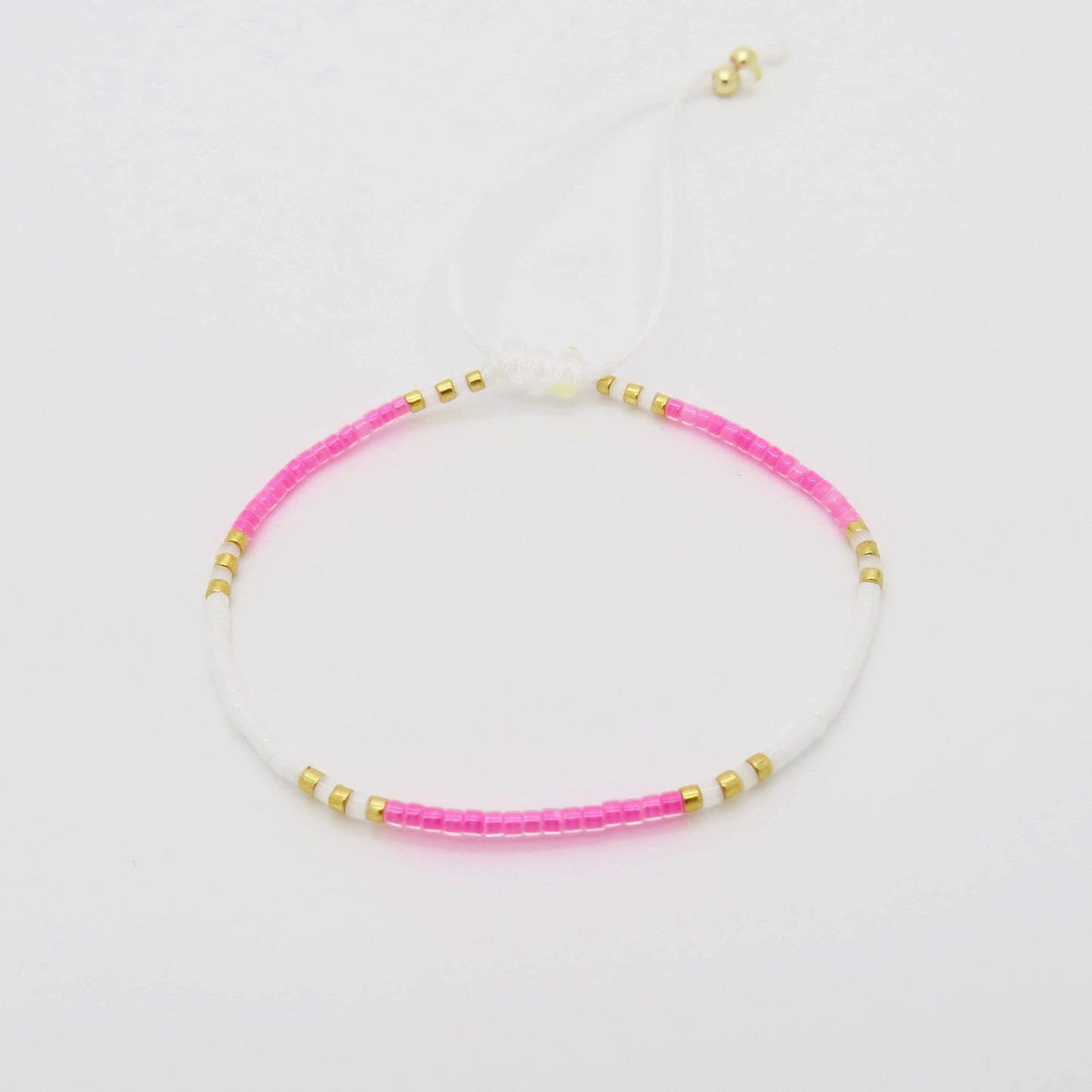 Two Tone Dainty Bracelet - Hot Pink
